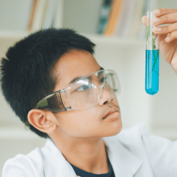 Male student doing triple science GCSE