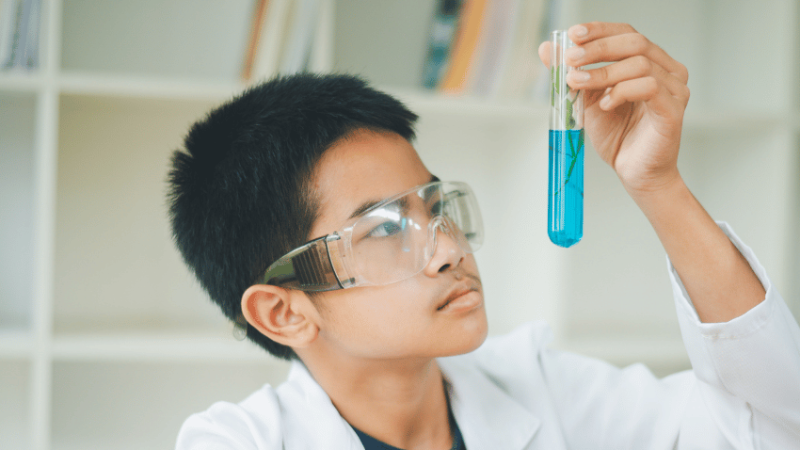 Male student doing triple science GCSE