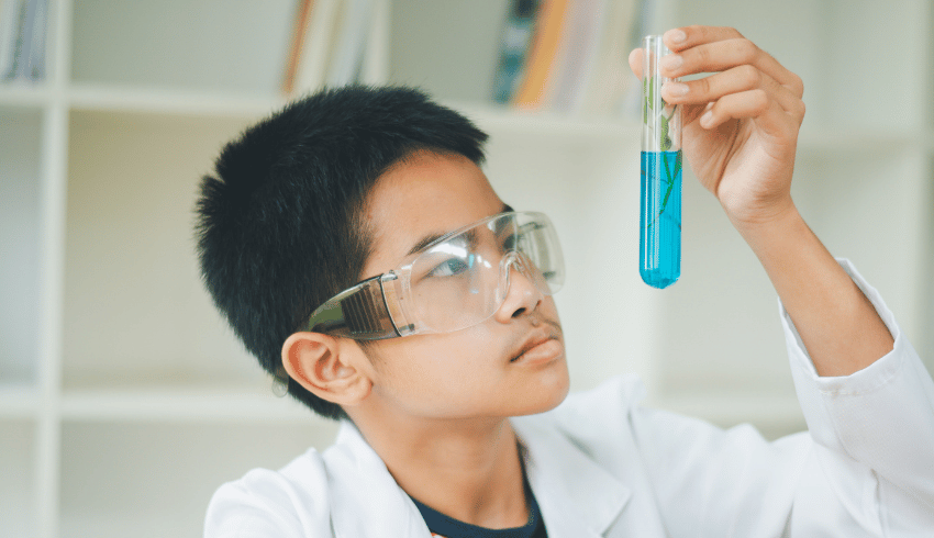 Male student doing triple science GCSE