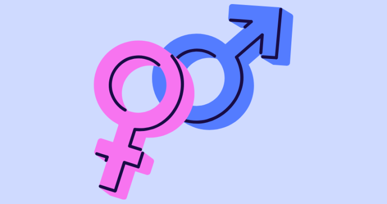 Interlinked male and female symbols, representing RSHE