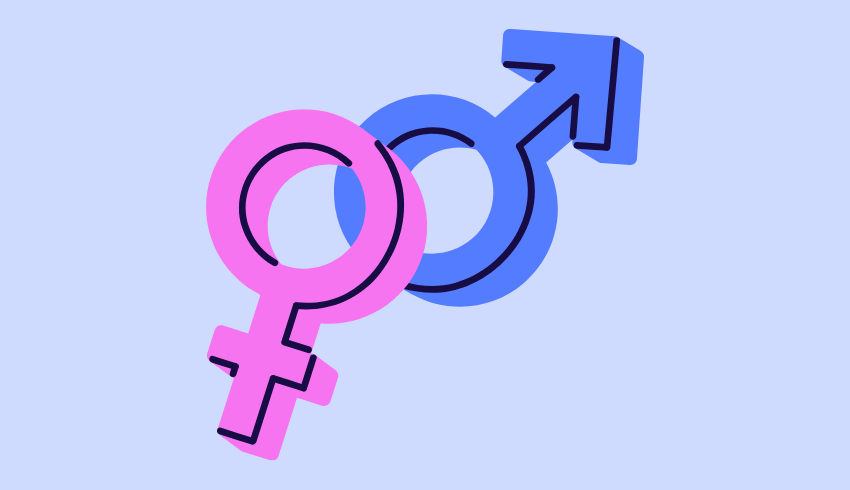 Interlinked male and female symbols, representing RSHE