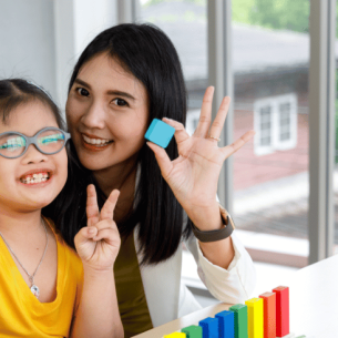 Girl with Down Syndrome at school