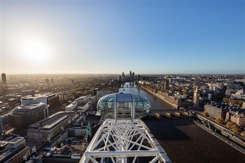 A view of the London skyline from the top of the London Eye