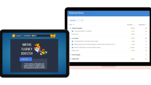 Tablet screenshots showing Sumdog Maths