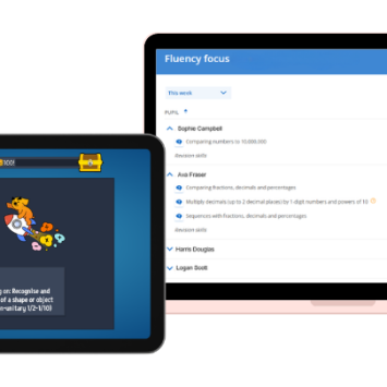 Tablet screenshots showing Sumdog Maths