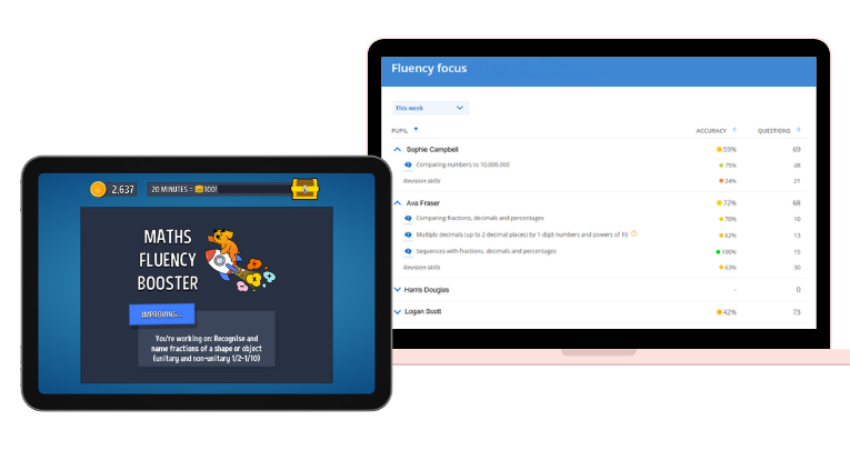 Tablet screenshots showing Sumdog Maths