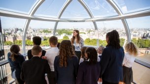 School pupils inside a London Eye pod